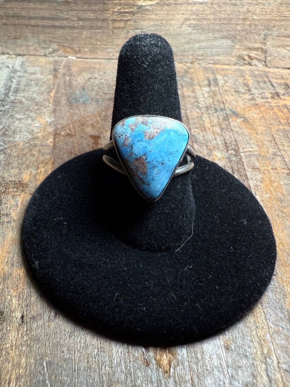 Sterling Silver Golden Hill Turquoise Triangle Statement Ring - Blue Turquoise